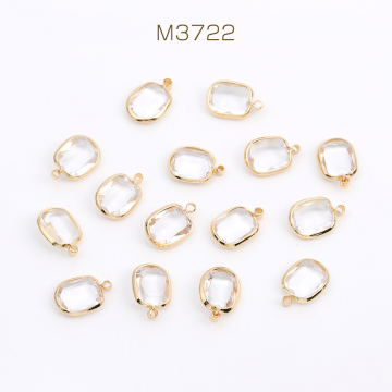 アクリルストーンチャーム オーバル カン付き 10×14mm ゴールド（6ヶ）