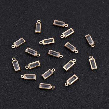 アクリルストーンチャーム 長方形型 カン付き 4×10mm ゴールド（8ヶ）