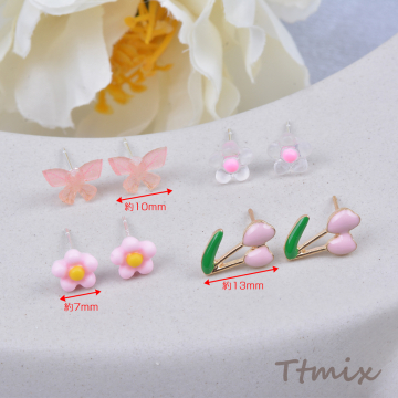 デザインピアス フラワーピアス 蝶ピアス（4ペア/セット）