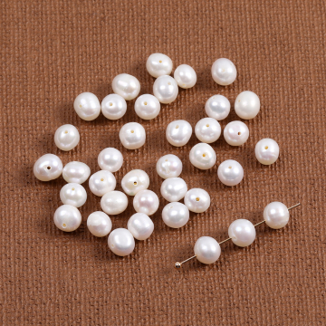 高品質淡水パールビーズ 天然素材 不規則ラウンド 6-7mm（4ヶ）