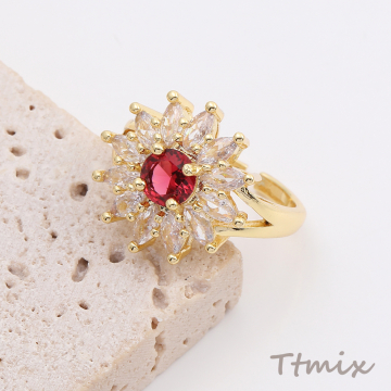 高品質デザインリング 指輪 ジルコニアリング フラワー ゴールド（1ヶ）