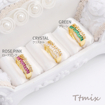 高品質ジルコニアリング デザインリング 指輪 幅約8mm ゴールド（1ヶ）