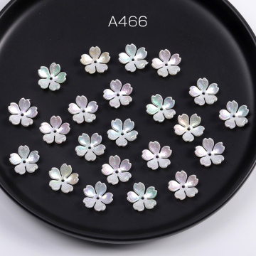 アクリルパーツ フラワー 桜 穴あり 14mm ホワイト オーロラカラー（30ヶ）