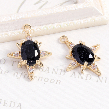 高品質ガラスストーンチャーム 全2種 ゴールド