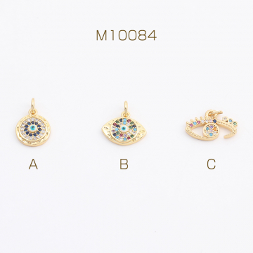 高品質ジルコニアチャーム 目型 ゴールド