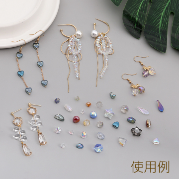 メッキガラスチャーム 花びら 横穴 6×13mm（20ヶ）