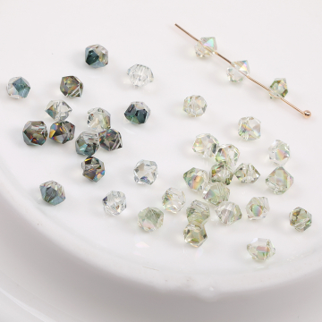 メッキガラスチャーム ひし形多面カット 横穴 6×6mm（20ヶ）