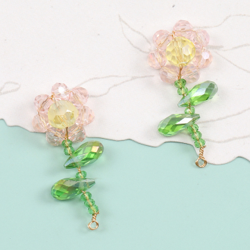 ワイヤービーズフラワーチャーム フラワーチャーム 13×30mm ゴールド（1ヶ）