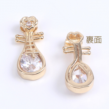 ジルコニアチャーム 楽器 8×19mm ゴールド（1ヶ）