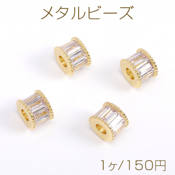 高品質メタルビーズ ジルコニア付き 5×7mm ゴールド（1ヶ）