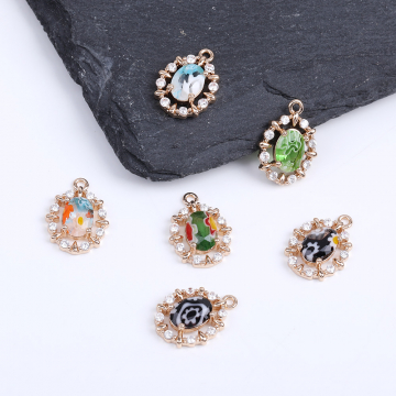 フレームガラスチャーム オーバル 10×14mm ゴールド（1ヶ）