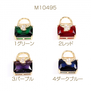 フレームガラスチャーム バッグ 15×17mm ゴールド（1ヶ）