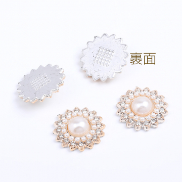 貼付けパーツ アクリル貼付けパーツ アクリルカボション パール＆ラインストーン付き ひまわり 21mm（10ヶ）