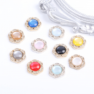 貼付けパーツ アクリル貼付けパーツ アクリルカボション キャッツアイ調 フラワー 18mm カラーミックス（15ヶ）