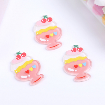 貼付けパーツ アクリル貼付けパーツ アクリルカボション アイスクリーム フラワー（8ヶ）