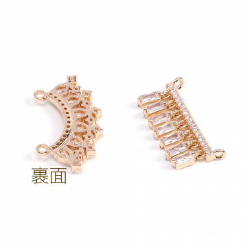 高品質ジルコニアチャーム コネクターチャーム 2カン付き ゴールド