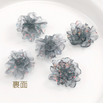 貼付けパーツ 樹脂貼付けパーツ 樹脂カボション フラワー 21×23mm オーロラカラー（15ヶ）