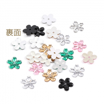 貼付けパーツ アクリル貼付けパーツ アクリルカボション フラワー 11mm ミックスカラー（50ヶ）