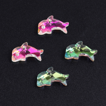 ガラスチャーム イルカカット 横穴あり 12×20mm（4ヶ）