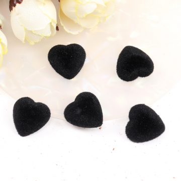 貼り付けパーツ アクリル貼付けパーツ アクリルカボション フロッキー付き ハート 15×15mm（10ヶ）