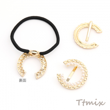 ヘアゴム ポニーフック C型 パール付き