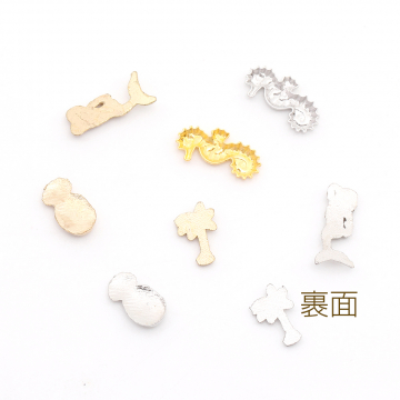 ネイルパーツ メタルネイルパーツ レジン封入パーツ 海馬＆マーメイド＆パイナップル＆ココナッツの木ミックス（12ヶ）