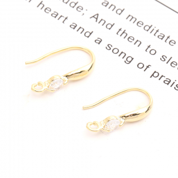 フックピアス ジルコニア付き 4×20mm ゴールド（2ヶ）