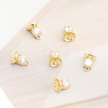 デザインヒートン ジルコニア付き 5×8.8mm ゴールド（2ヶ）