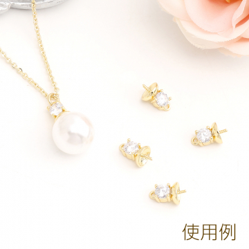 デザインヒートン ジルコニア付き 5×8.8mm ゴールド（2ヶ）