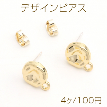 デザインピアス ラウンド カン付き 10×13mm ゴールド（4ヶ）