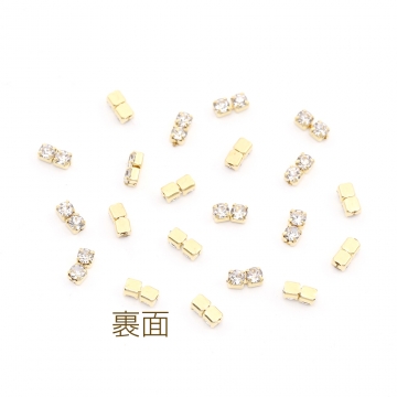 ビジューパーツ ラインストーン連爪 2×4.5mm ゴールド（20ヶ）