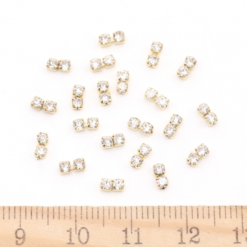 ビジューパーツ ラインストーン連爪 2×4.5mm ゴールド（20ヶ）