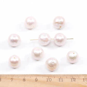 淡水パールビーズ 天然素材 ラウンド 10-11mm（1ヶ）