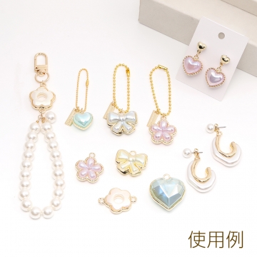 リボンチャーム メタルチャーム アクリルチャーム 23×26mm オーロラカラー（1ヶ）