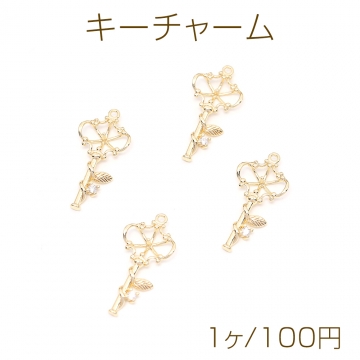 キーチャーム メタルチャーム 芯立付き ラインストーン付き ゴールド（1ヶ）