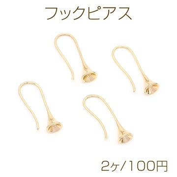 フックピアス 石座付き 6mm ゴールド（2ヶ）