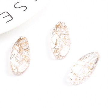 アクリルビーズ オーバル 14×31mm クリアアンティークゴールド（6ヶ）