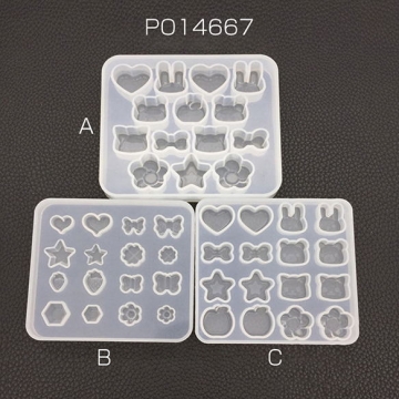シリコンモールド レジンモールド 動物 生き物 小兎頭 ハート リボン イチゴ 林檎（1ヶ）