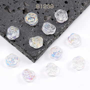 メッキガラスビーズ バラ 12×13.5mm オーロラクリア（20ヶ）