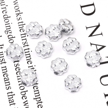 メッキガラスビーズ クローバー 8mm ロジウム（20ヶ）