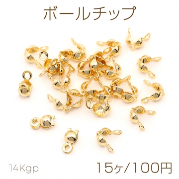 色褪せにくい14KGPゴールドメッキ ボールチップ エンドパーツ 3.6mm（15ヶ）