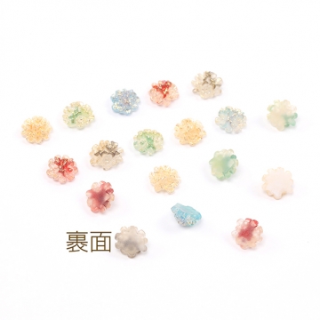 樹脂貼付けパーツ 樹脂カボション フラワー 10mm グラデーションオーロラカラー（30ヶ）