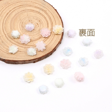 樹脂貼付けパーツ 樹脂カボション フラワー グラデーションオーロラカラー（30ヶ）