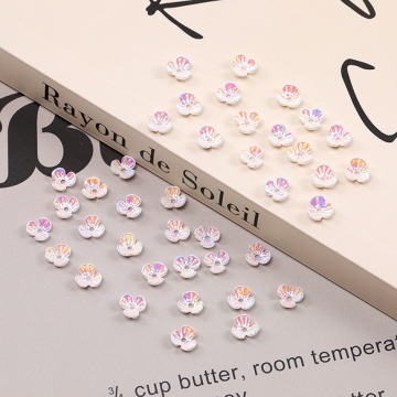 樹脂貼付けパーツ 樹脂カボション フラワー 6mm オーロラカラー（30ヶ）