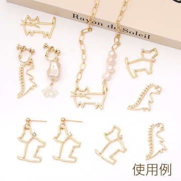 色褪せにくい14KGPゴールドメッキ フレームチャーム 猫 19×28mm（1ヶ）