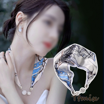 スカーフ マグネット式スカーフ シルク風スカーフ シルクタッチ ヘアバンド ワンタッチスカーフ おしゃれ かわいい（1ケ）