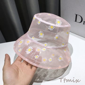 帽子 レディース 日よけ デイジーフラワー 花柄帽子 薄手 おしゃれ かわいい 涼しい（1ヶ）