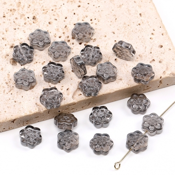 メッキガラスビーズ フラワー 梅の花 縦穴 10mm（30ヶ）