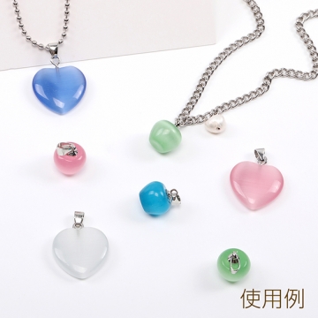 天然石チャーム 天然キャッツアイ ハート型 23×20mm（2ヶ）