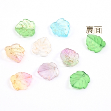 チェコガラスチャーム 金箔封入 カエデの葉 1穴 14×15mm（20ヶ）